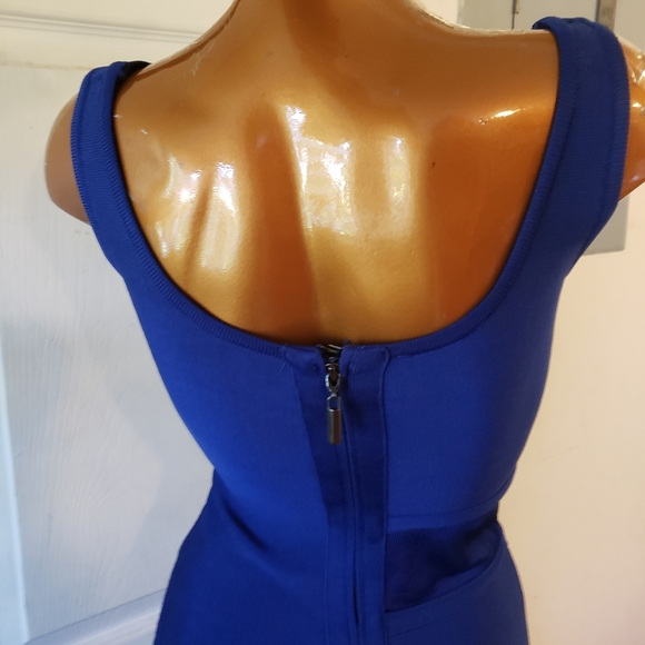 Bebe Y2k royal blue bodycon bandage dress with front mesh cutout XS - Picture 9 of 11